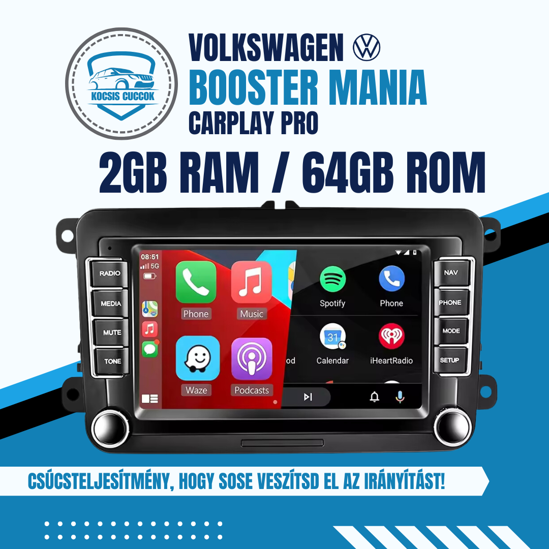 Volkswagen Booster Mania Carplay Pro - A Volkswagenek új generációs multimédiája!